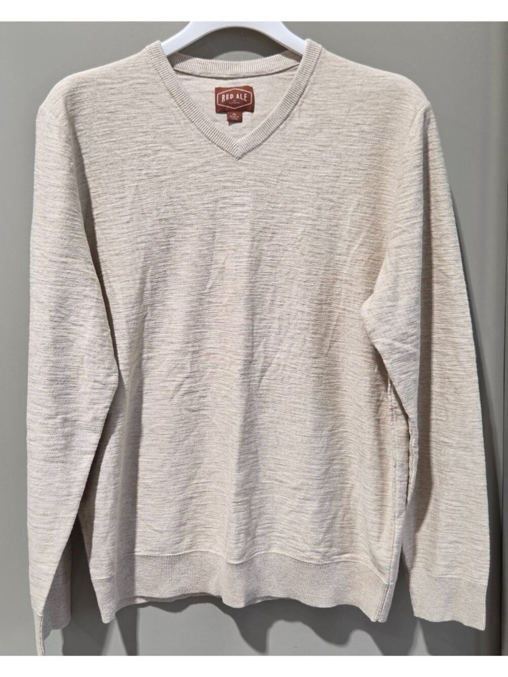 Red Ale Alesbury Men's Riverside Sweater Size XL Shallow V-Neck Oatmeal Textured